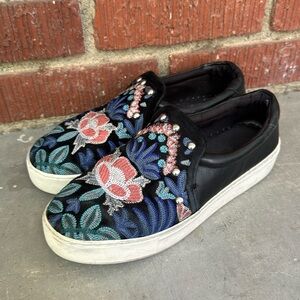 Rebecca Minkoff Noelle Embroidered Slip On Sneakers